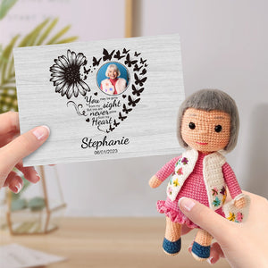 Custom Crochet Doll Gifts Handmade Mini Dolls Look alike Your Photo with Custom Memorial Card for Her - CustomPhotoWallet