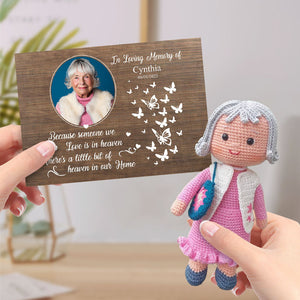 In Loving Memory Personalized Crochet Doll Gifts Handmade Mini Dolls Look alike Your Photo with Custom Memorial Card - CustomPhotoWallet