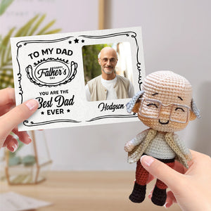 Custom Crochet Doll Handmade Mini Look alike Dolls with Personalized Card Gifts for Dad - CustomPhotoWallet