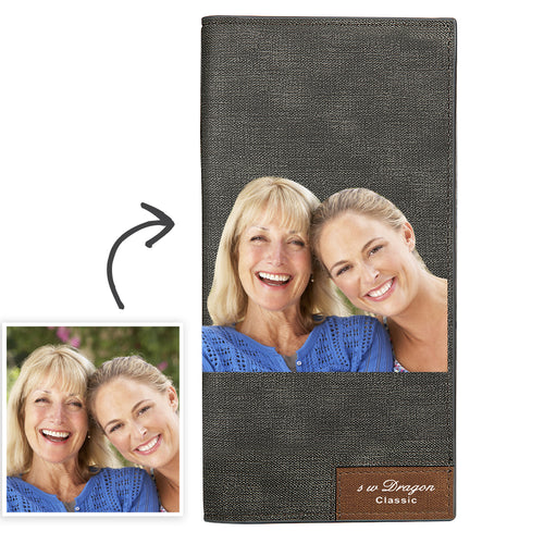 Long Custom Photo Wallet Grey Color Printing Mother's Day Gifts