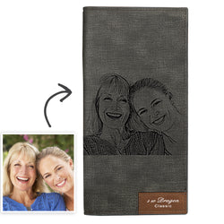 Mother's Day Gifts Long Custom Photo Wallet Grey