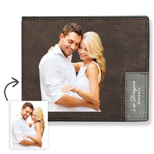 UK Custom Short Photo Wallet Color Printing Leather Credit Card Holder Bifold Purse