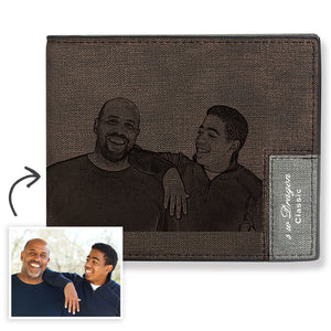 Men's Biffold Short Custom Photo Wallet Brown