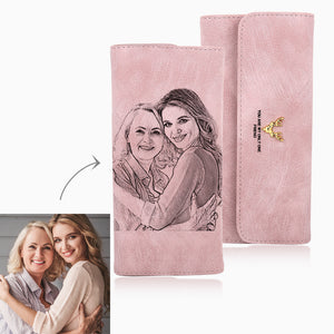 Mother's Day Gifts Personalised Photo Wallet For Mum Women's Wallet Custom Picture Wallet - Pink Leather