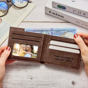 Gift for Him Men's Wallet Custom Photo Wallet Engraved Inside Personalized Wallet