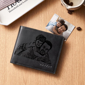 Personalized Photo Engraved Men's Flip Wallet Black - CustomPhotoWallet