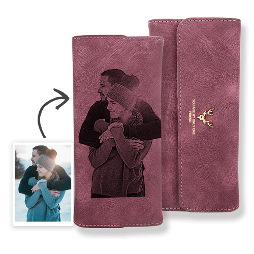 Anniversary Gifts - Engraved Photo Wallet - Red Leather