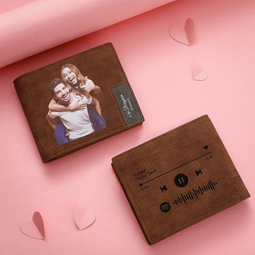 Scannable Spotify Code Wallet Photo Engraved Wallet Memorial Gifts-New Arrival