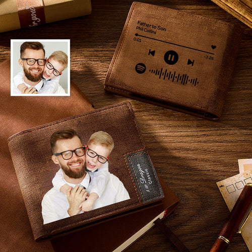 Scannable Spotify Code Wallet Photo Engraved Wallet Memorial Gifts For Father