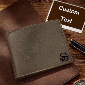 Men's Custom Engraved Leather Wallet Anti-Theft Brush RFID Protected for Family Anniversary Gift- Light Brown
