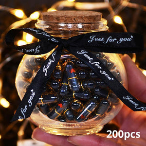 200 Pcs DIY Message in a Bottle Capsule Letter Black - soufeelus