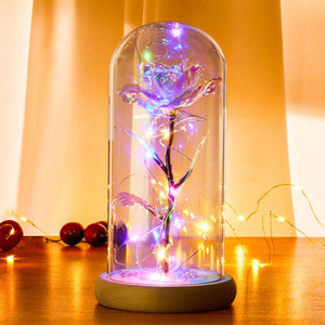 Galaxy Rose In Glass Dome with Led lights