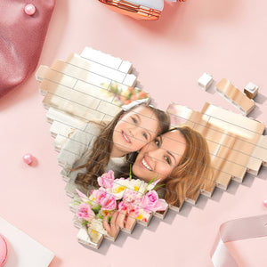 Mother's Day Gifts Custom Building Brick Personalised Photo Block Heart Shape Mum Gift