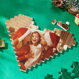 Christmas Gifts Custom Building Brick Personalised Photo Block Heart Shape