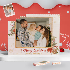 Custom Building Block Puzzle Personalized Horizontal Trio Photo Brick Christmas Gift for Family - CustomPhotoWallet