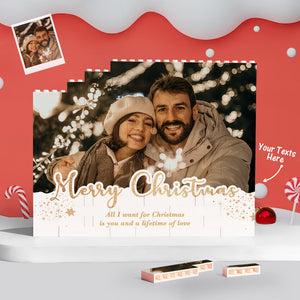 Custom Building Block Puzzle Personalized Horizontal Trio Photo Brick Christmas Gift for Lover - CustomPhotoWallet