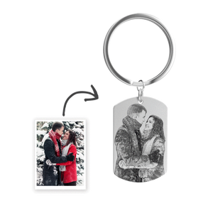 Photo Engraved Tag Key Chain | Sketch Effect