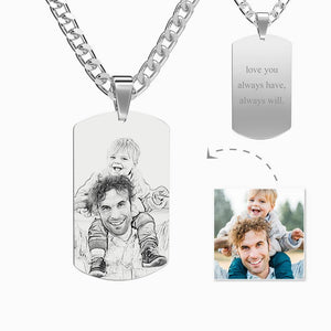Men's Necklace Engraved Necklace Pesonalized Photo Necklace Gifts For Him