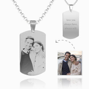 UK Photo Engraved Tag Necklace With Engraving Stainless Steel