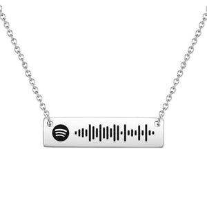 Scannable Spotify Code Bar Necklace Engraved Necklace