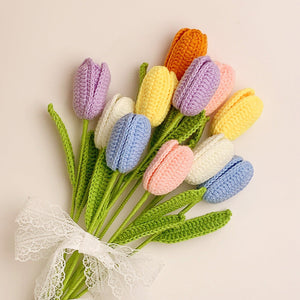 Tulip Crochet Flower Handmade Knitted Flower Gift for Lover - Myphotowallet
