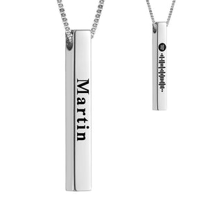 Spotify Code Necklace 3D Engraved Vertical Bar Necklace Gifts