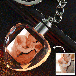 Custom Crystal Photo Keychain Heart Keychain for lover