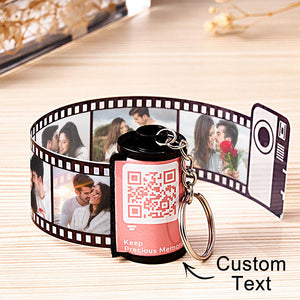Scannable QR Code Colorful Shell Film Roll Keychain With Your Photo Camera Keychain Valentine's Day Gift - CustomPhotoWallet