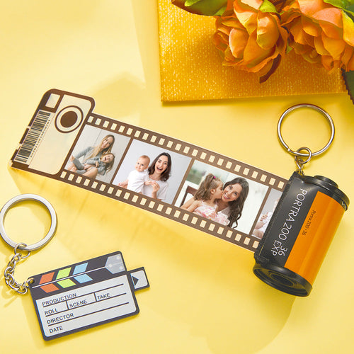 Mother's Day Gifts Custom Couple Photo Camera Film Roll Keychain Gifts for Mum