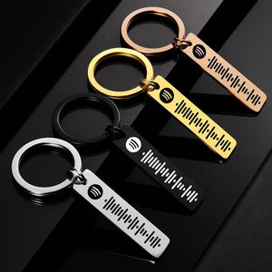 Scannable Music Spotify Code Keychain Custom Music Song Keychain Stainless Steel Black