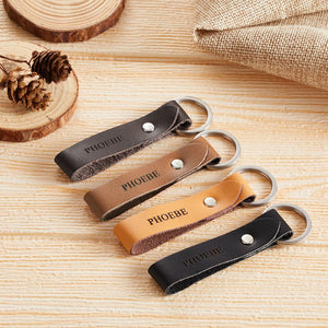 Custom engraved leather keyring with your name-multiple colour
