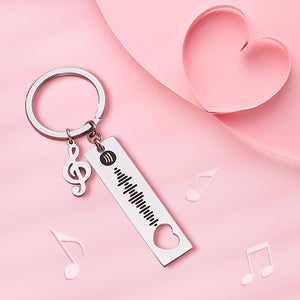 Custom Spotify Code Scannable Music Keychain with Note Silver