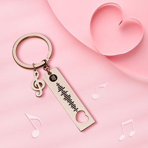 Custom Spotify Code Scannable Music Keychain with Note Rose Gold