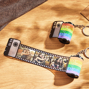 Custom Rainbow Film Roll Keychain Personalized Multiphoto Roll Keychain Gift for LGBT