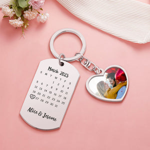 Custom Photo Calendar Keychain Personalized Save The Date Keychain Gift - CustomPhotoWallet