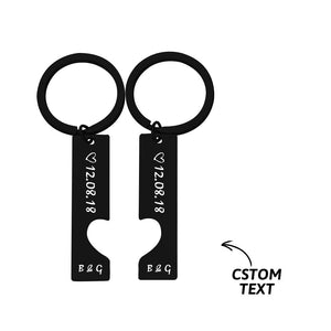 Couple Keychain Set Heart Custom Keychain Personalized 2pcs Matching Keyring Gift for Him - CustomPhotoWallet