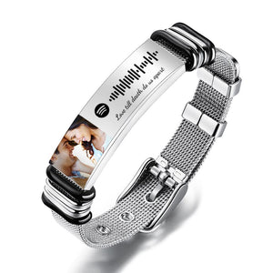Gift for Him Photo Bracelet Spotify Code Bracelet Metal Bracelet Scannble Music Gift - CustomPhotoWallet