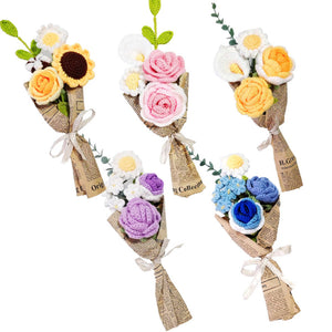 Crochet Flowers Bouquet Handmade Knitted Rose Bouquet Gift for Her