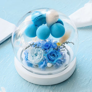 Balloon Ornaments Immortal Flower Rose Gift For Girlfriend Birthday Gift Immortal Flower Finished Home Decoration - Blue