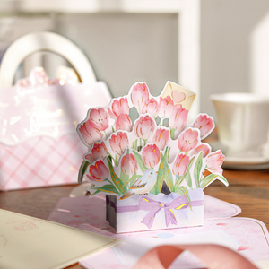 Mother's Day Three-dimensional 3D Greeting Card Creative Flower Paper Carving Greeting Card-Tulip