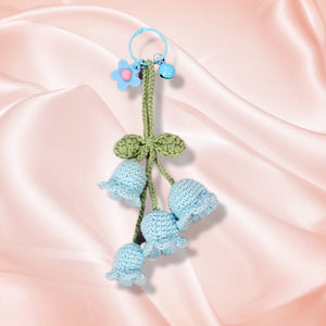 Flower Knitted KeyChain for Bag Crochet Campanula Keychain Handmade Gift