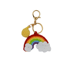 Rainbow Handmade Knitted Keychain Cute Crochet Key Pendant Bag Decoration Gifts