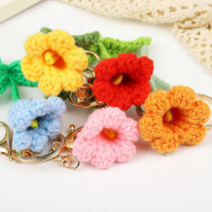Crochet Flower Keychain Creative Tulip Handmade Knitted Keychain Gift for Her