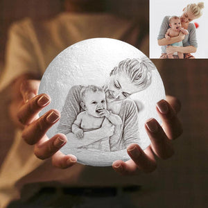 Custom Mother's Day Gifts 3D Print and Engraved Moon Lamp UK Mother and Baby Photo Moon Lamp - Touch Two Colors