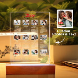 Personalized 2024 Calendar LED Light with Photo Valentine Gifts for Couple - CustomPhotoWallet