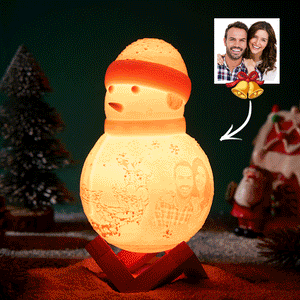 Custom Photo Engraved Night Light Snowman Lamp Christmas Gift for Lover