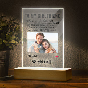 To MYGIRLFRIEND - Custom Photo Spotify Nightlight Personalized Scan Code Music Play Night Light Gift For Girlfriend