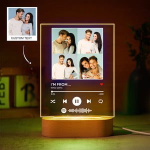 Custom Photos Scannable Spotify Code Lamp Acrylic Colorful Night Light Romantic Valentine's Day Gift