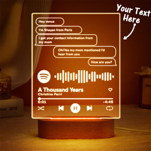 Custom Message Music Plaque Lamp Scannable Spotify Code Colorful Night Light Valentine's Day Gift