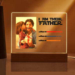 Personalized I Am Their Father Night Light Photo Acrylic Light Saber Plaque Father's Day Gifts - CustomPhotoWallet